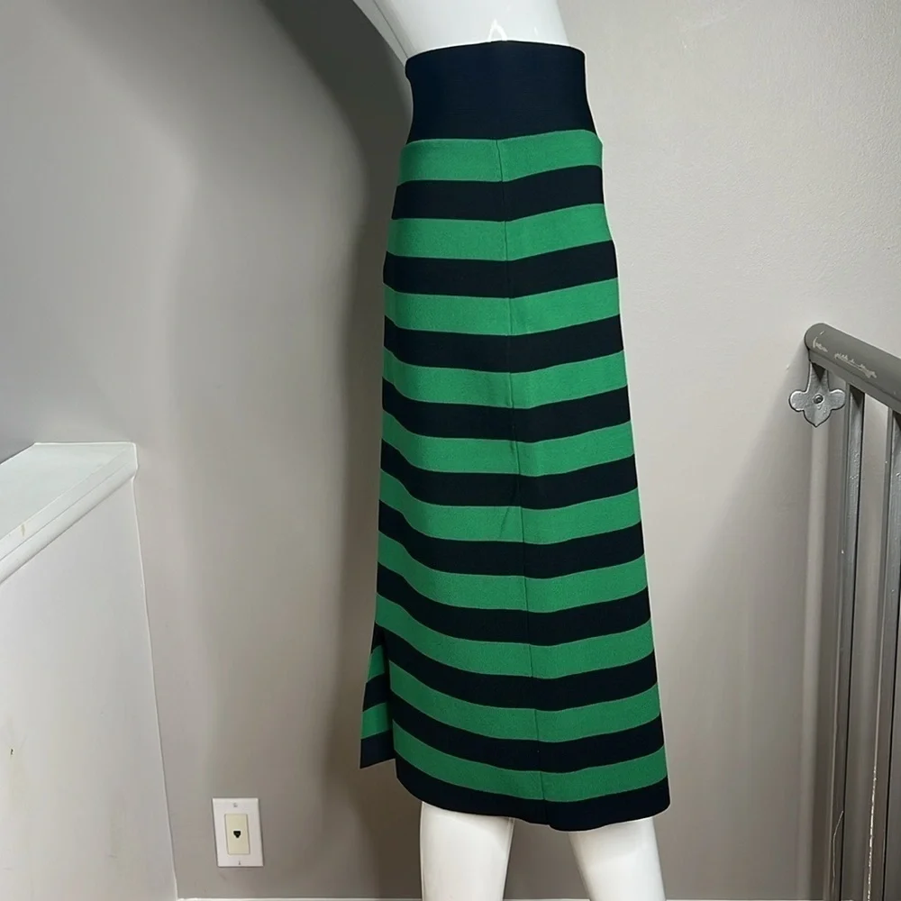 Veronica Beard Sz L Heavy Elastic Viscose Pull On Midi Pencil Skirt